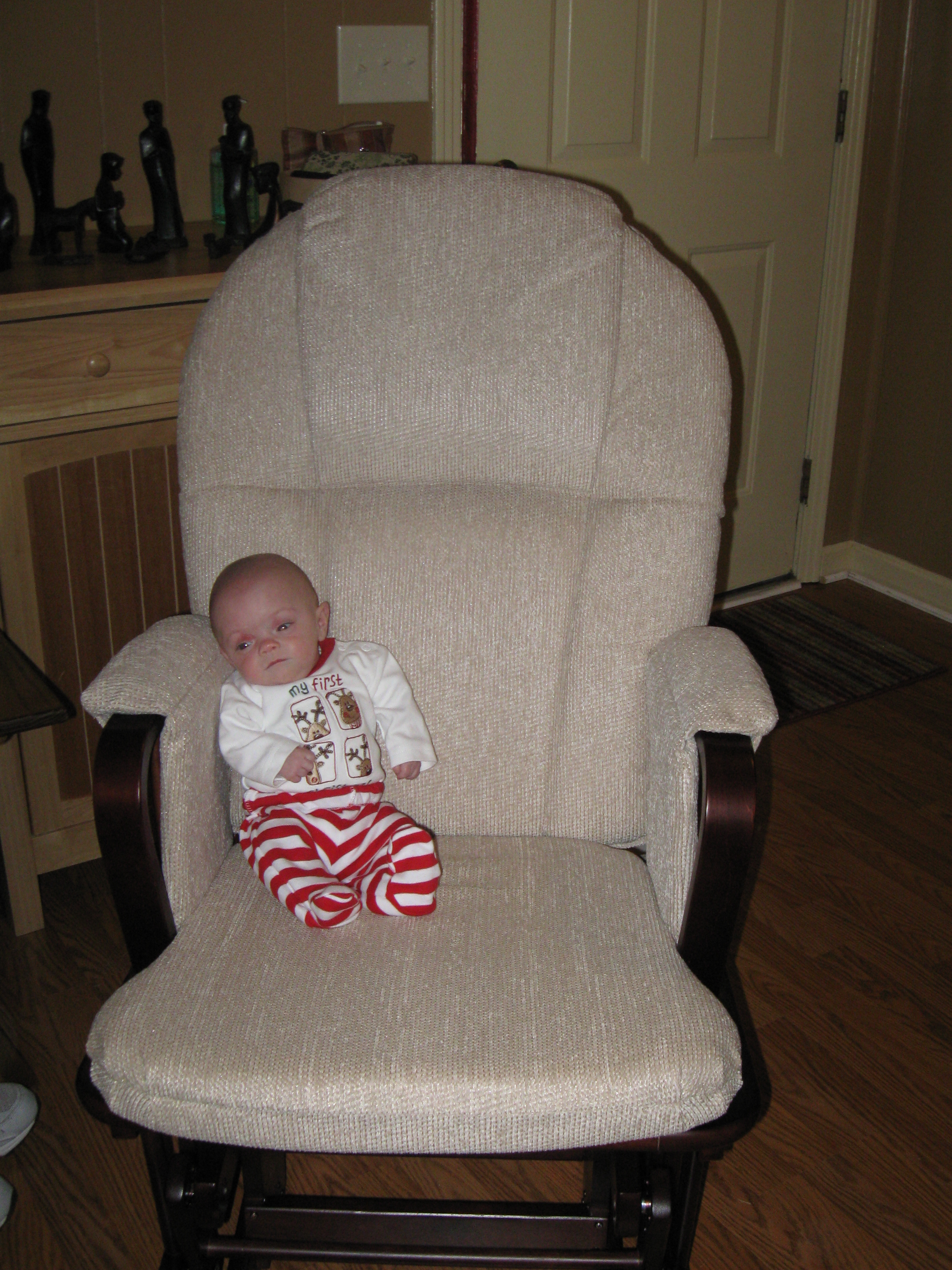 In my other new chair - my fancy rocker from our friends at Northside UMC.  Love it!
